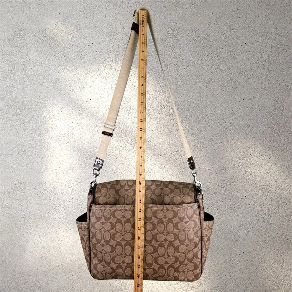 COACH ASHLEY SIGNATURE CANVAS BABY MESSENGER BAG F1276 F18373 BLACK GREY DIAPER